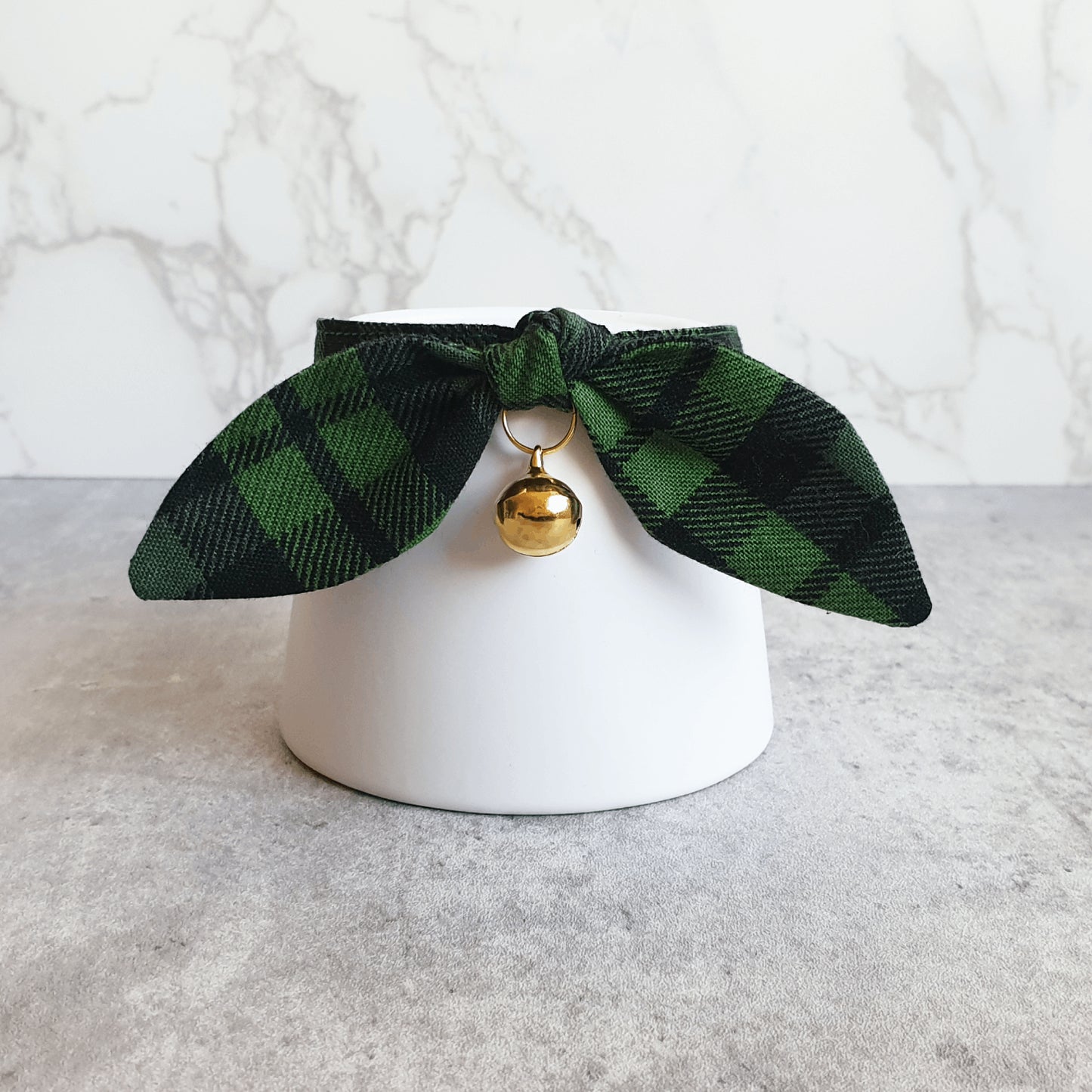 Green Buffalo Plaid Bow Cat Collar
