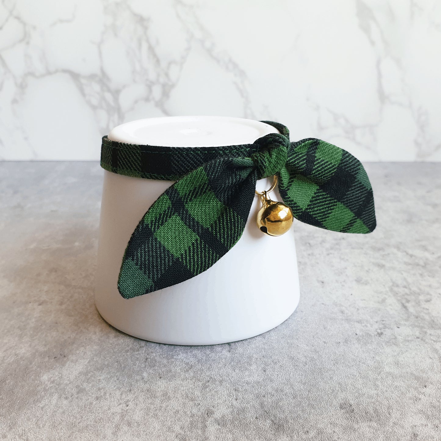 Green Buffalo Plaid Bow Cat Collar