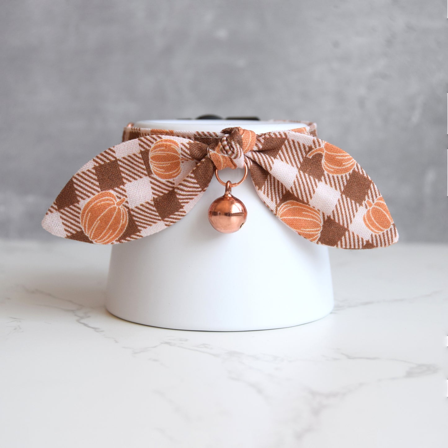 Fall Pumpkin Plaid Bow Cat Collar