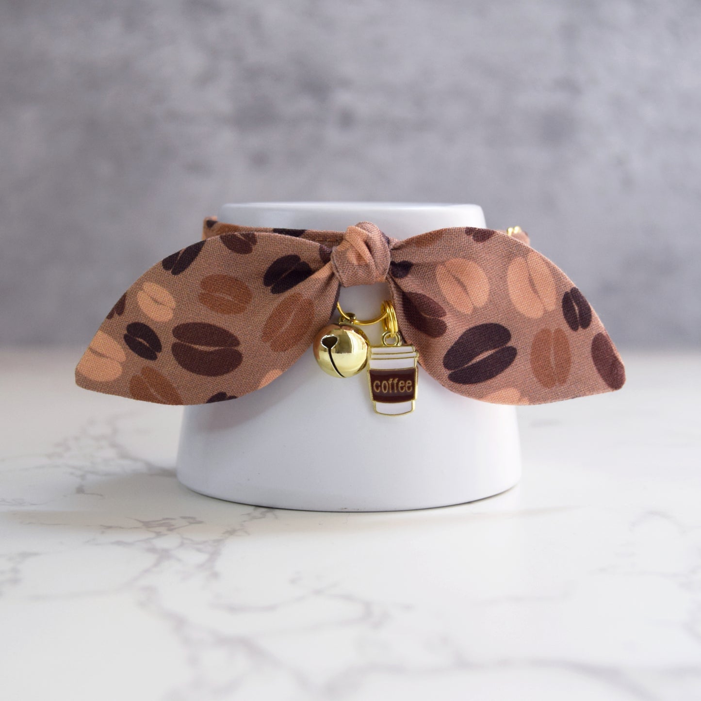 Coffee Beans Cat Collar with Charm