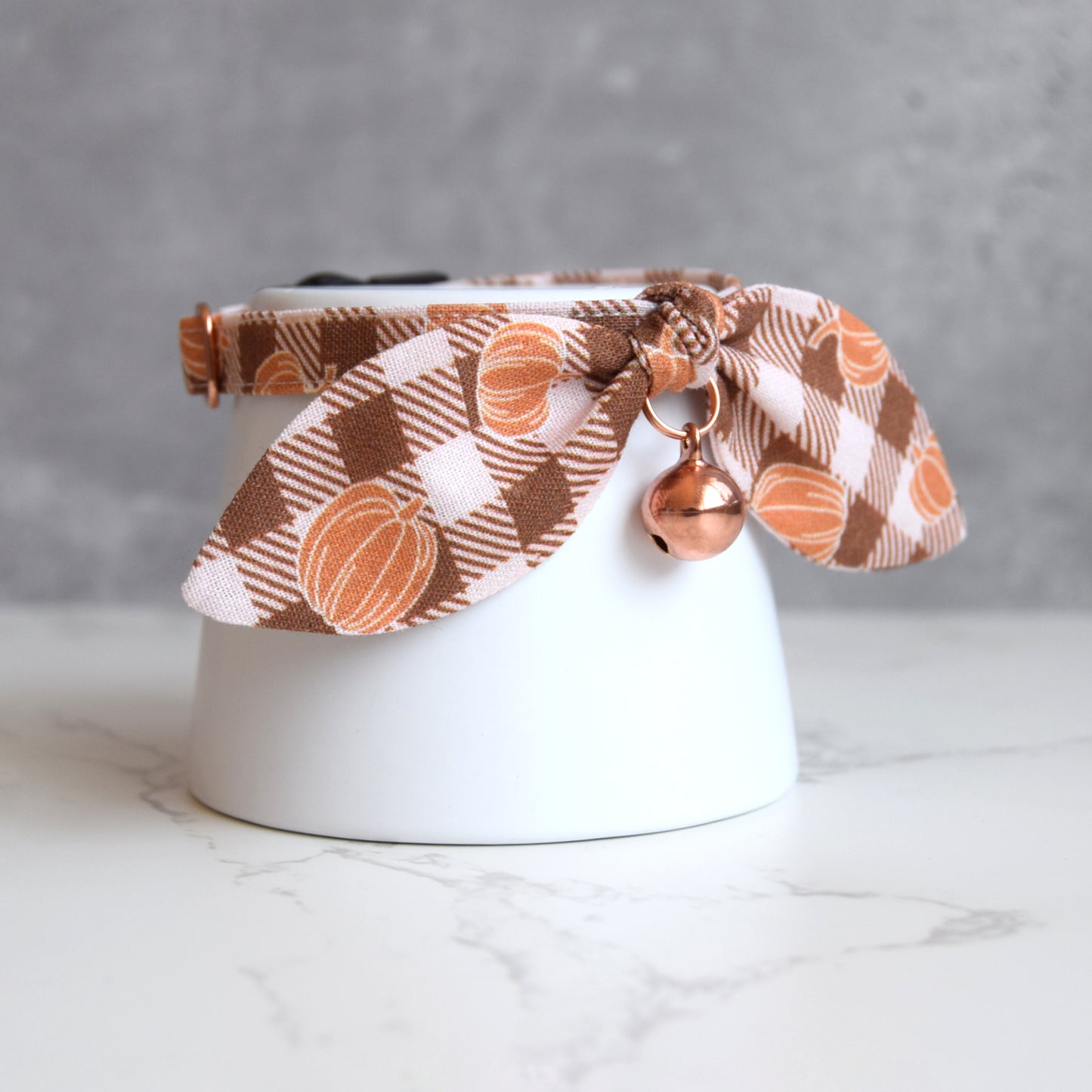 Fall Pumpkin Plaid Bow Cat Collar