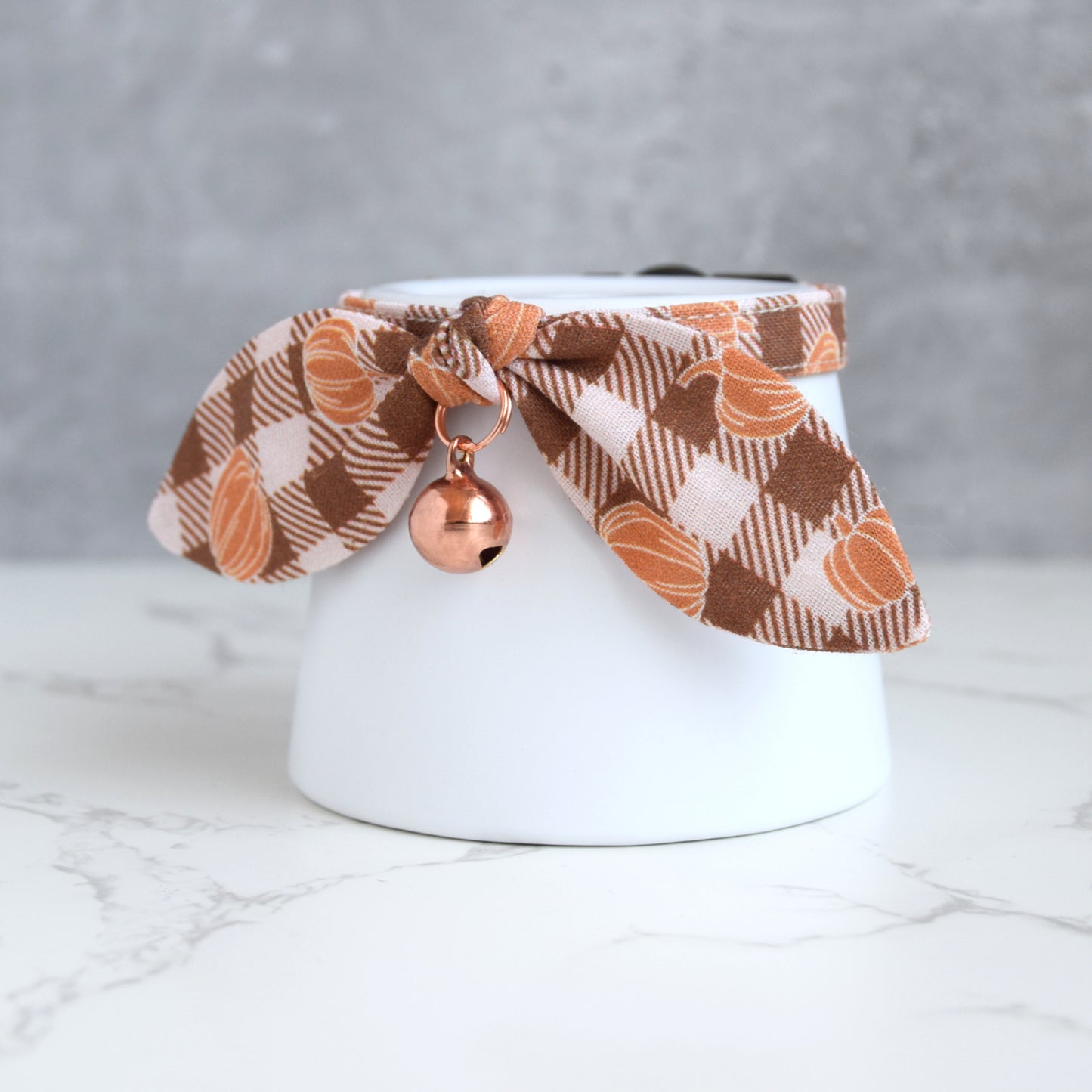 Fall Pumpkin Plaid Bow Cat Collar