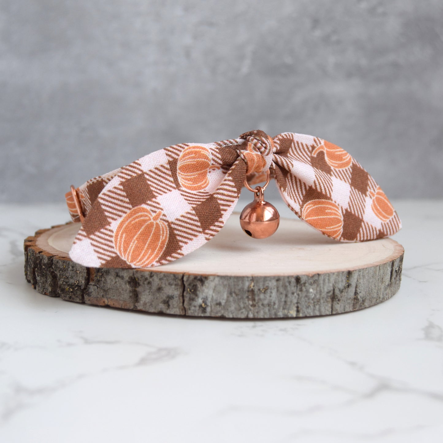 Fall Pumpkin Plaid Bow Cat Collar