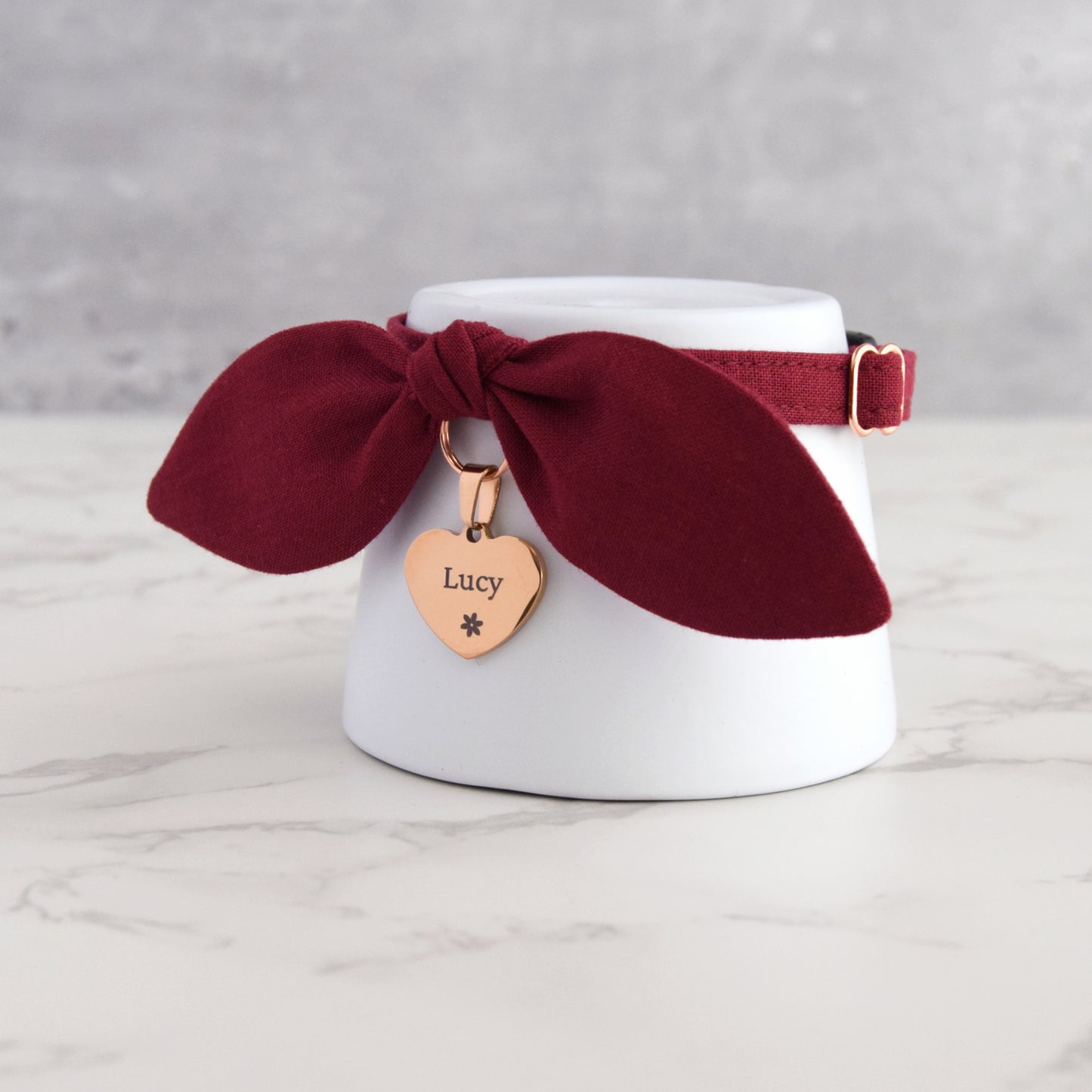 Burgundy Bow Collar with Tag