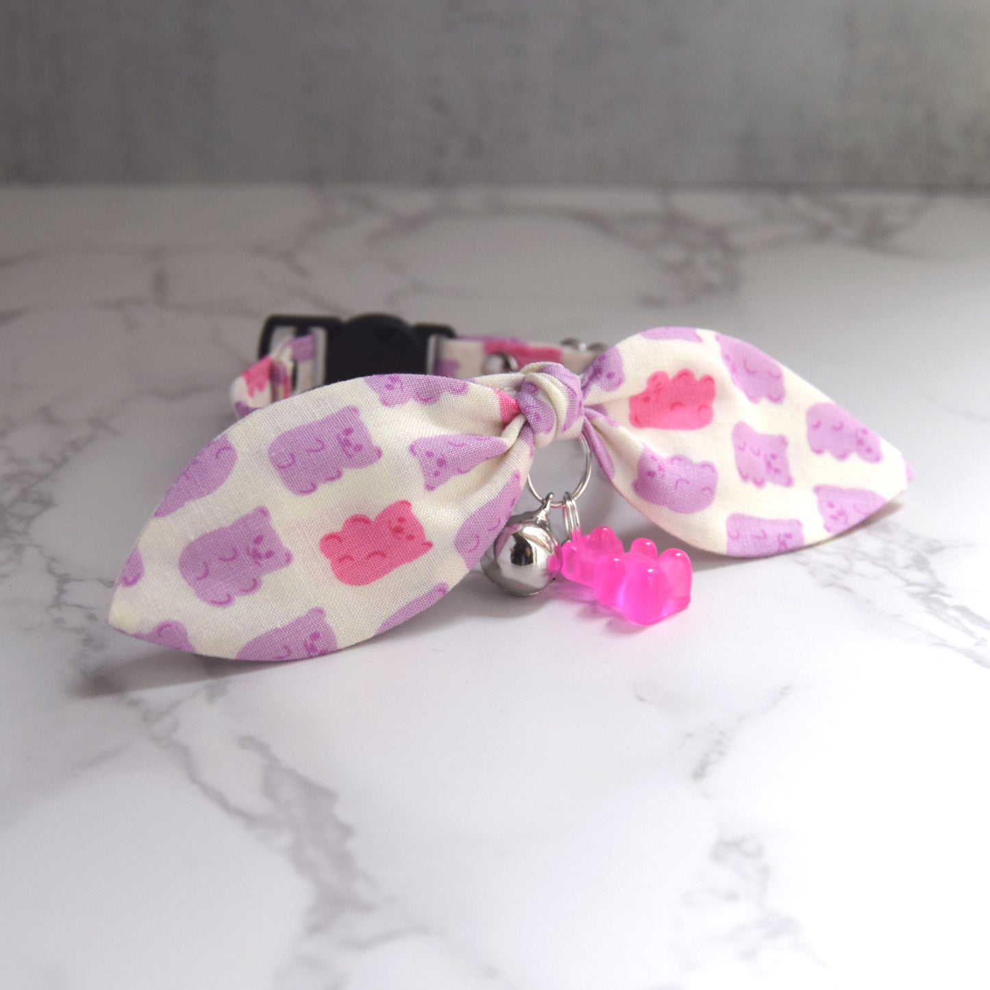 Purple Gummy Bear Cat Collar with Charm