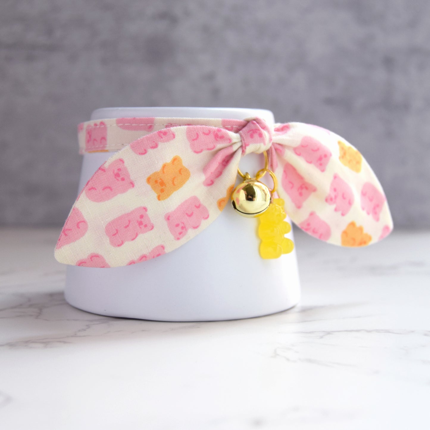 Pink Gummy Bear Cat Collar with Charm
