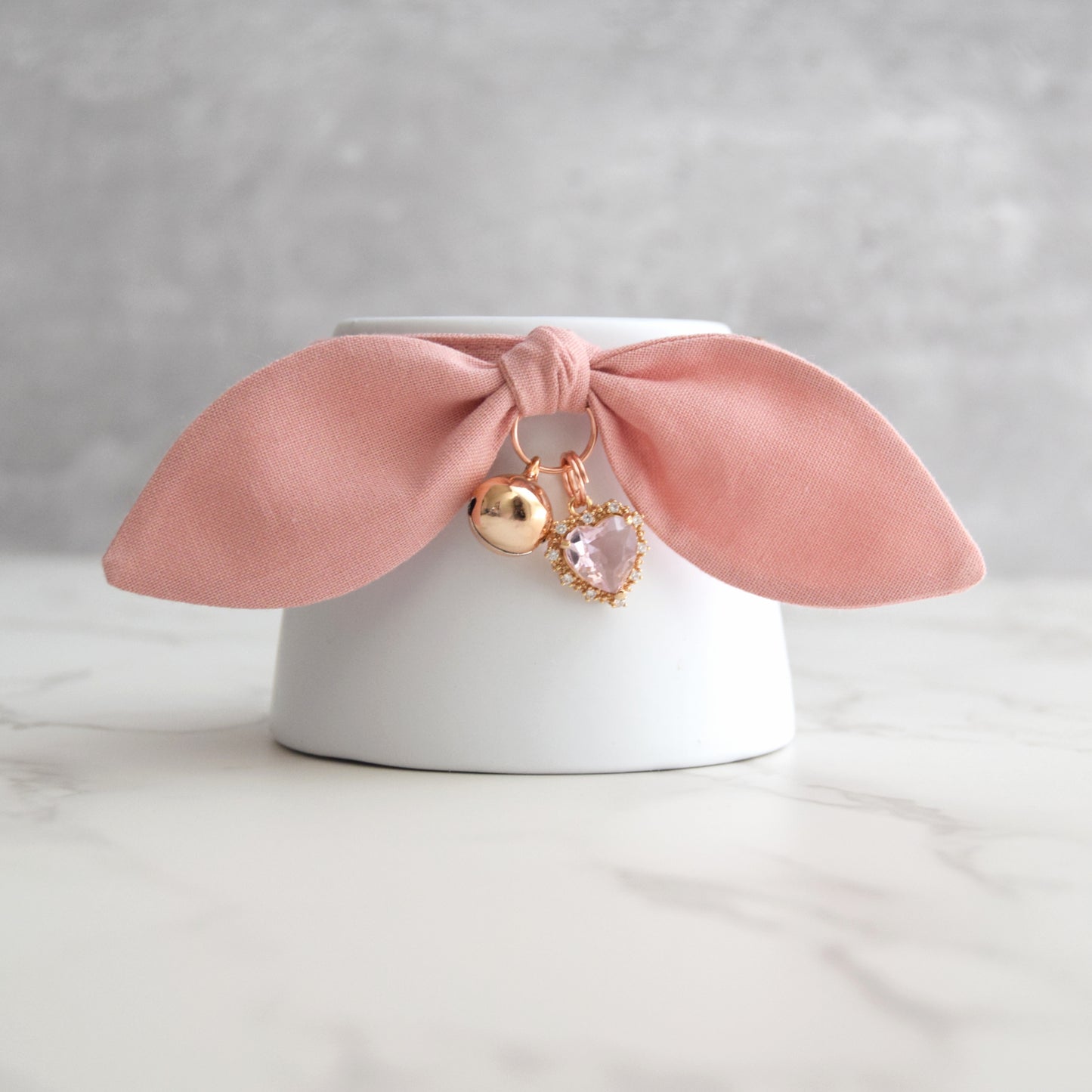 Dusty Pink Cat Collar with Charm
