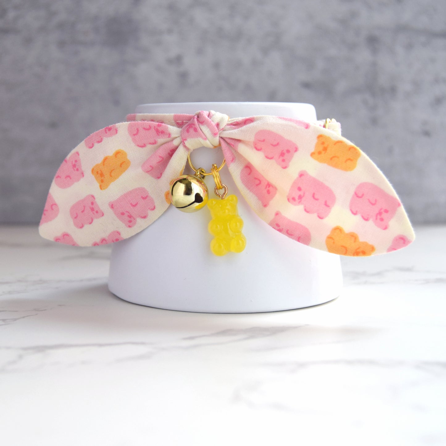 Pink Gummy Bear Cat Collar with Charm