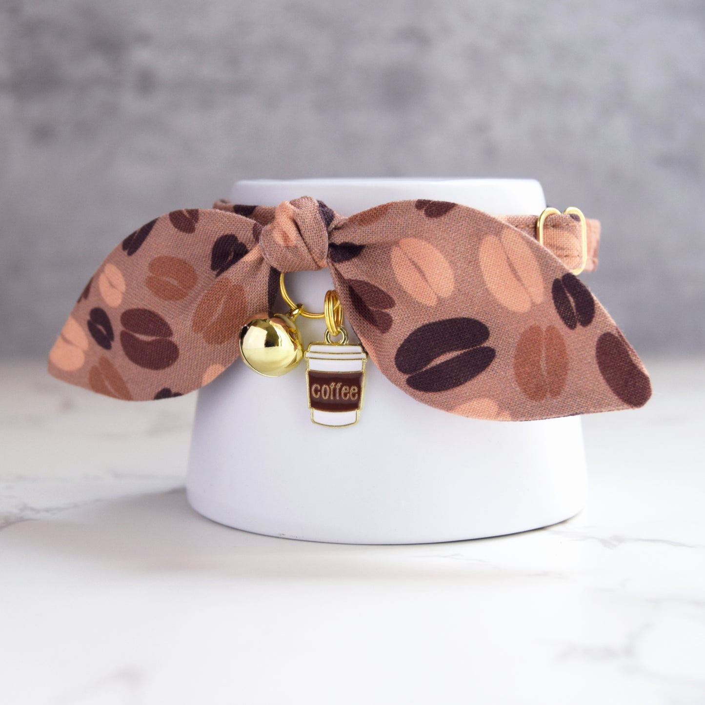 Coffee Beans Cat Collar with Charm
