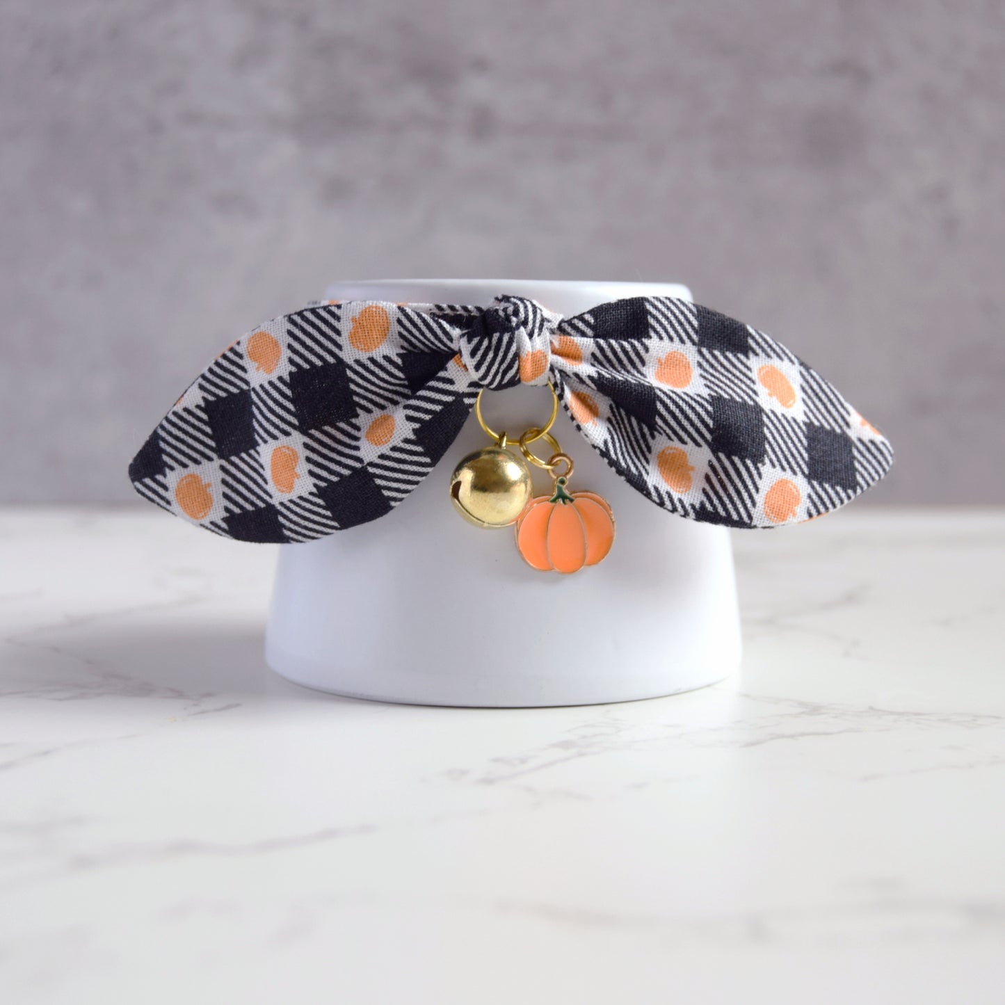 Pumpkins Plaid Cat Collar with Charm