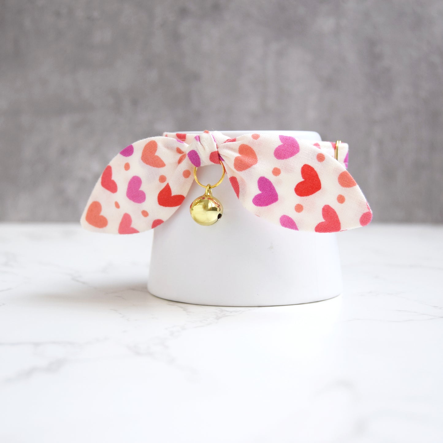 Colorful Hearts Print Bow Cat Collar