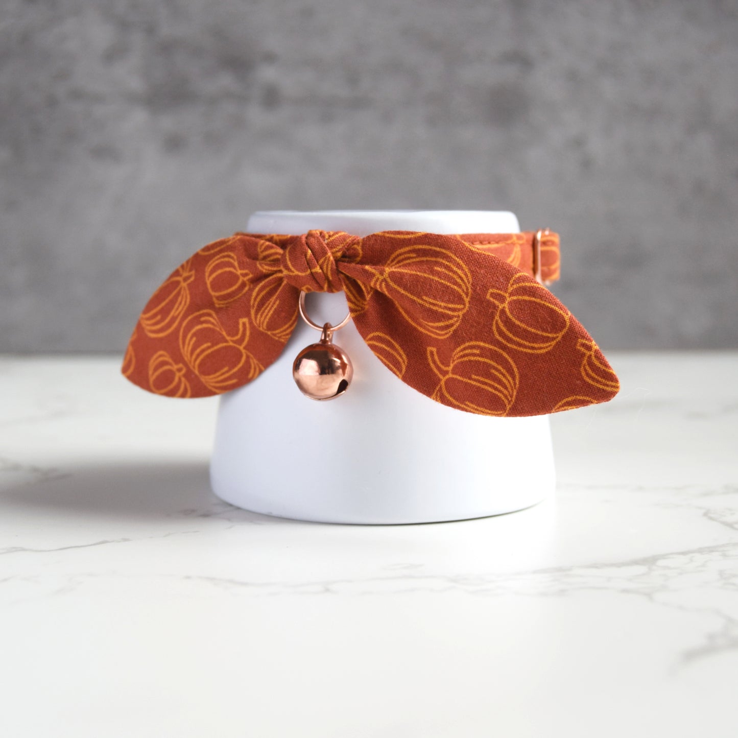 Burnt Orange Pumpkins Bow Cat Collar