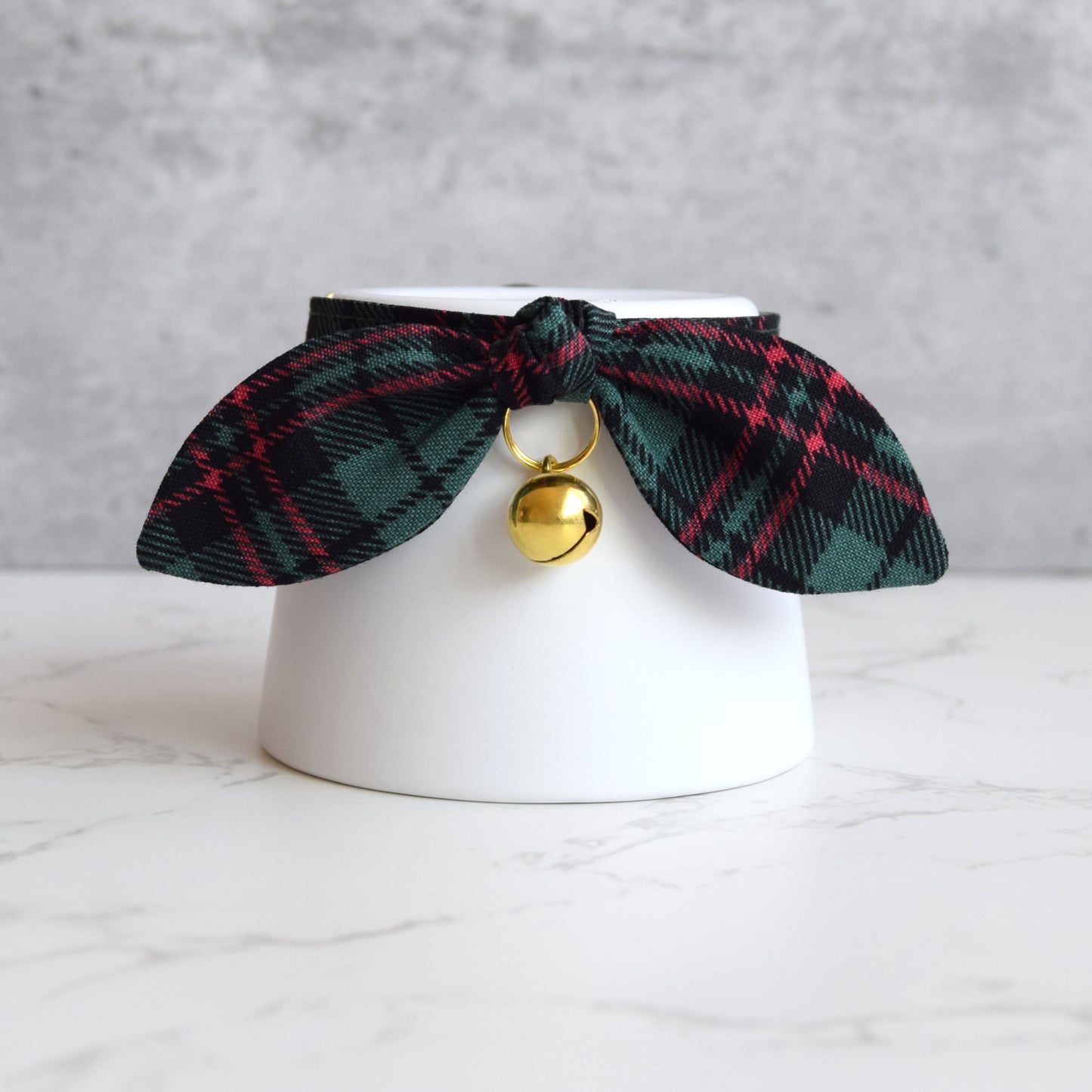 Green Tartan Plaid Bow Cat Collar