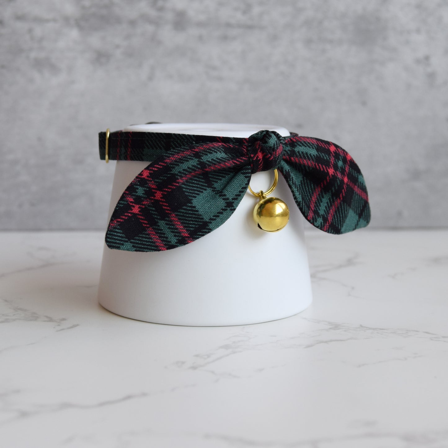 Green Tartan Plaid Bow Cat Collar