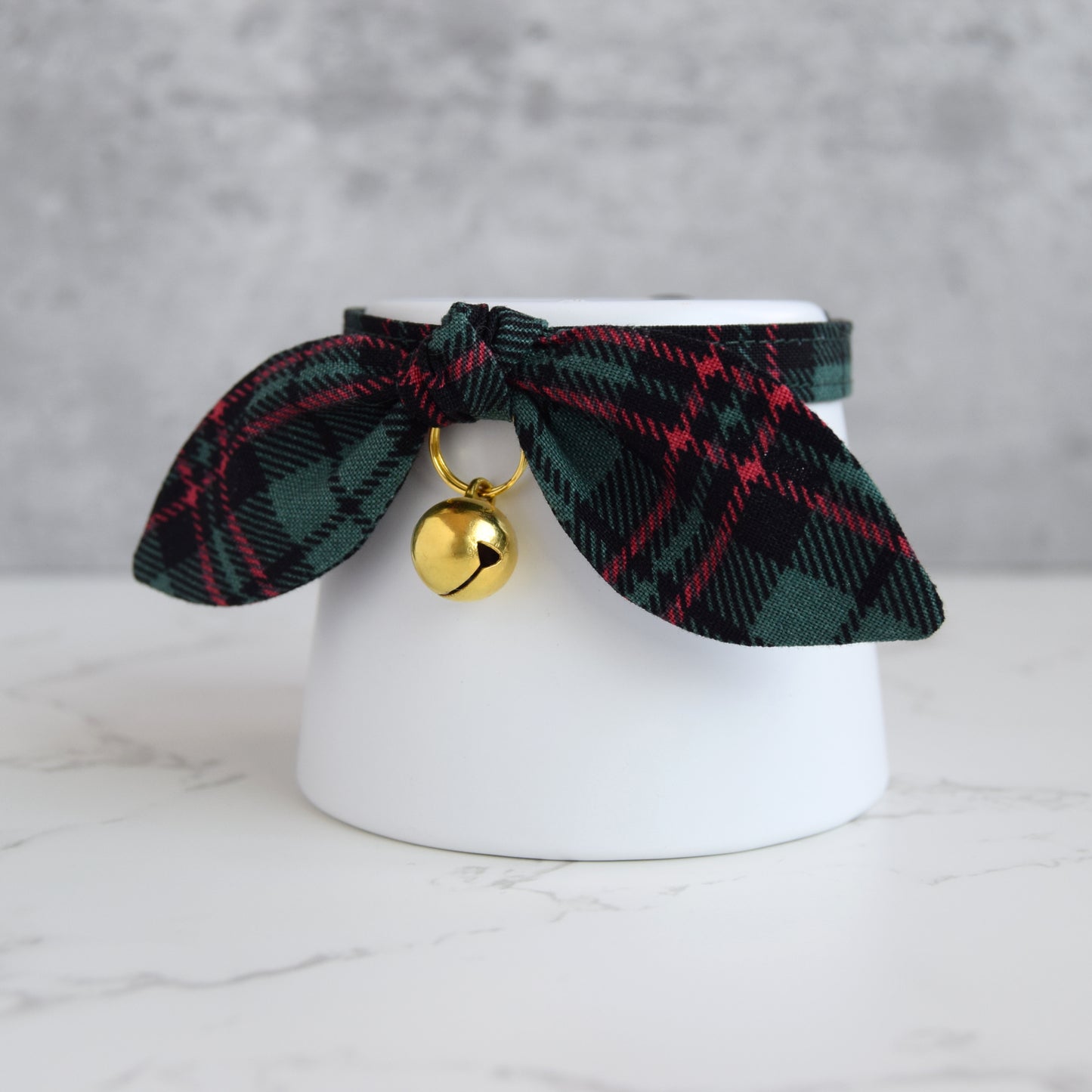 Green Tartan Plaid Bow Cat Collar