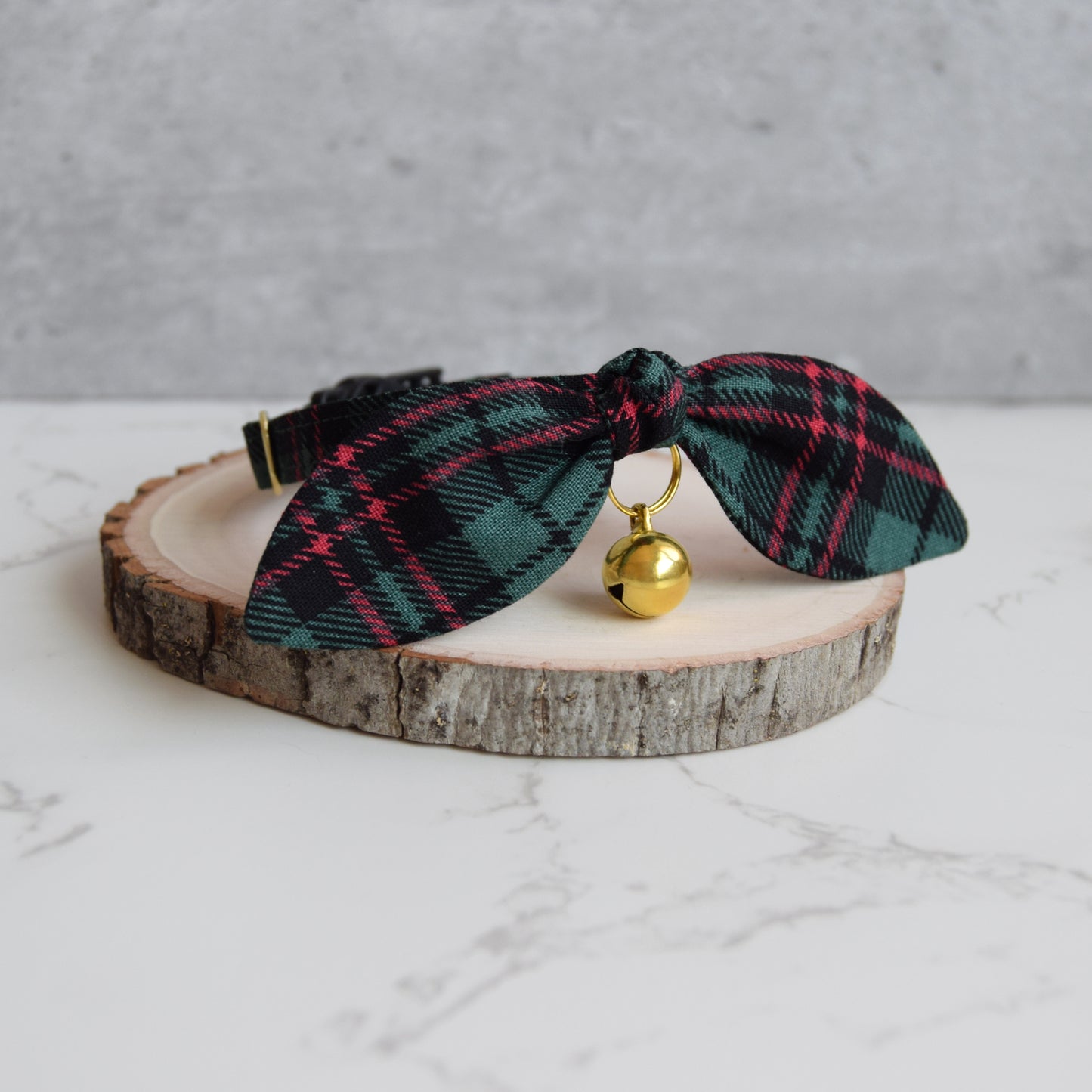 Green Tartan Plaid Bow Cat Collar