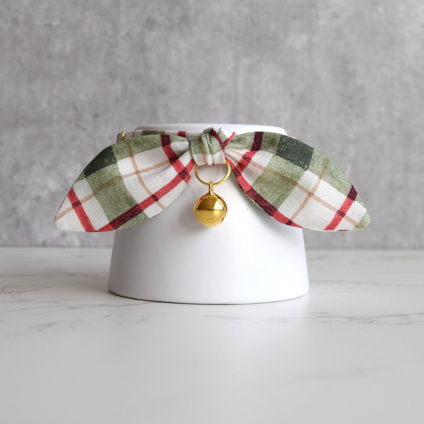 Christmas Plaid Bow Cat Collar