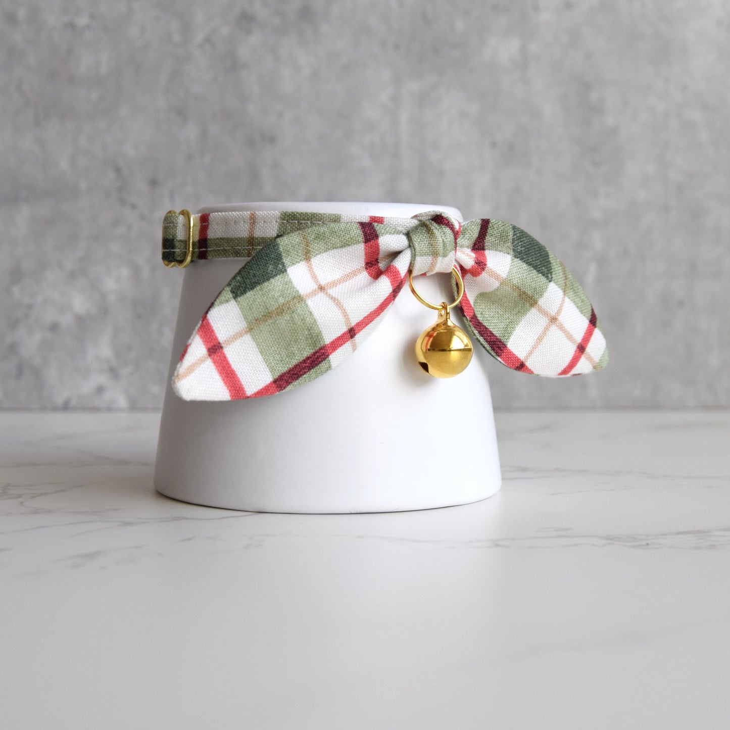 Christmas Plaid Bow Cat Collar