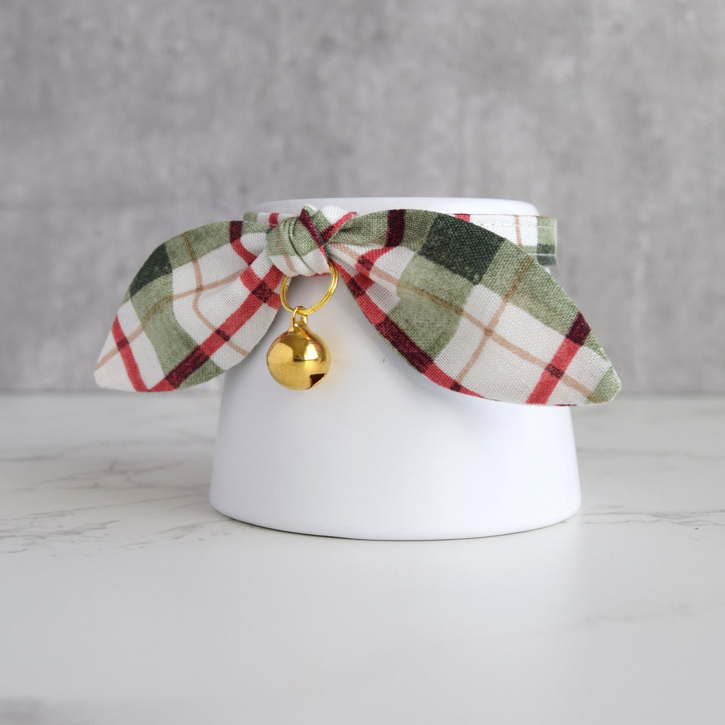 Christmas Plaid Bow Cat Collar
