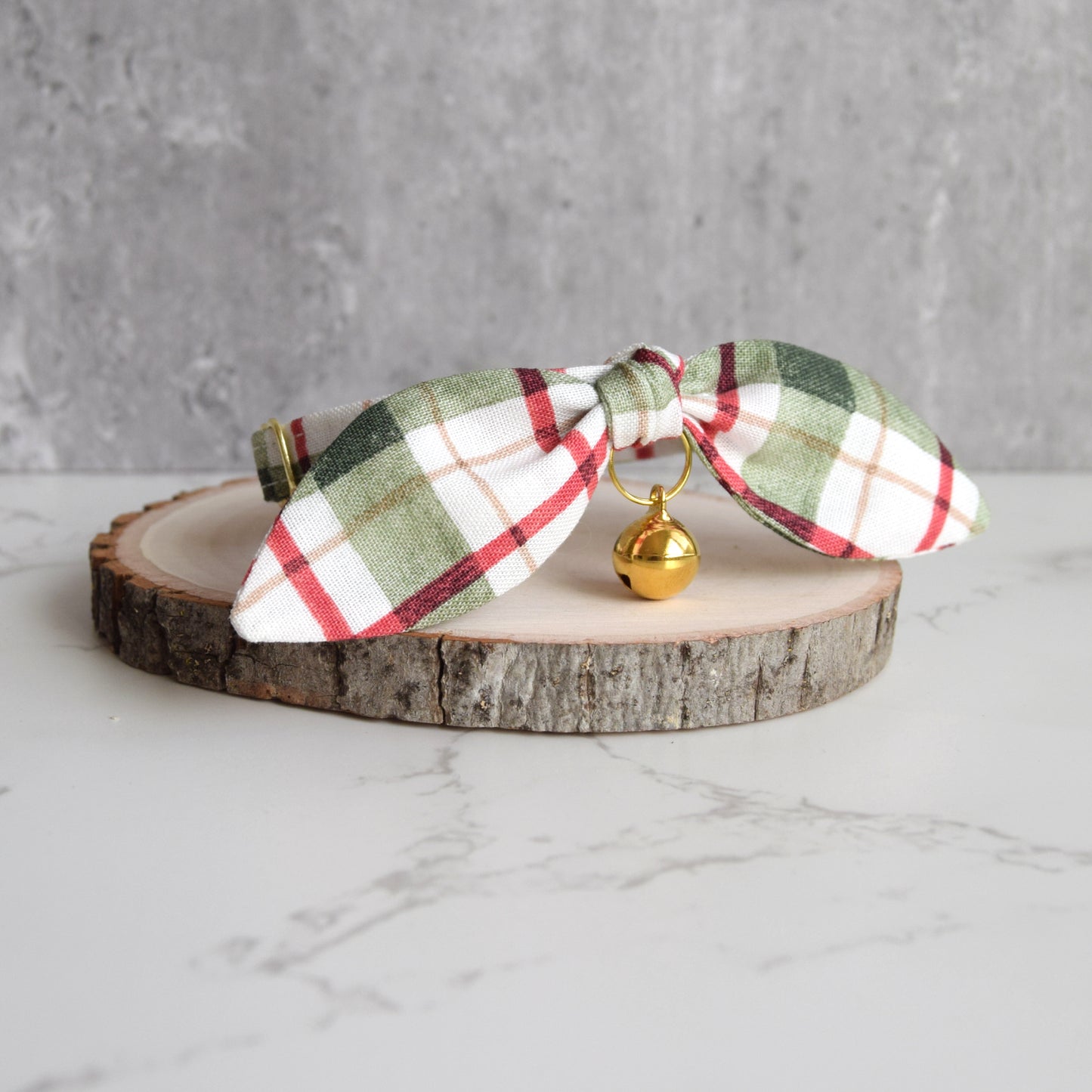 Christmas Plaid Bow Cat Collar