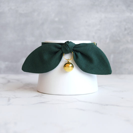 Forest Green Bow Cat Collar