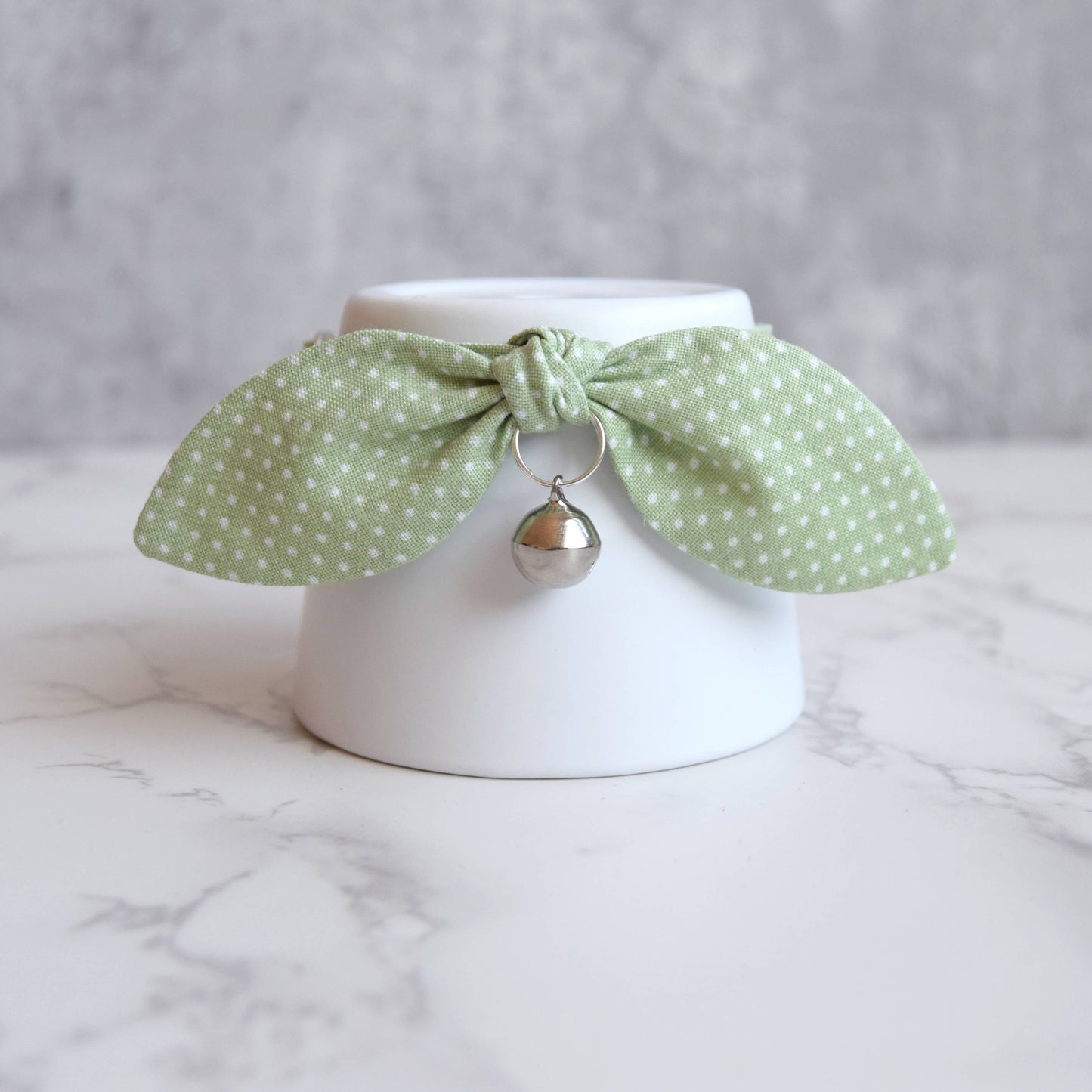 Green Polka Dot Bow Cat Collar