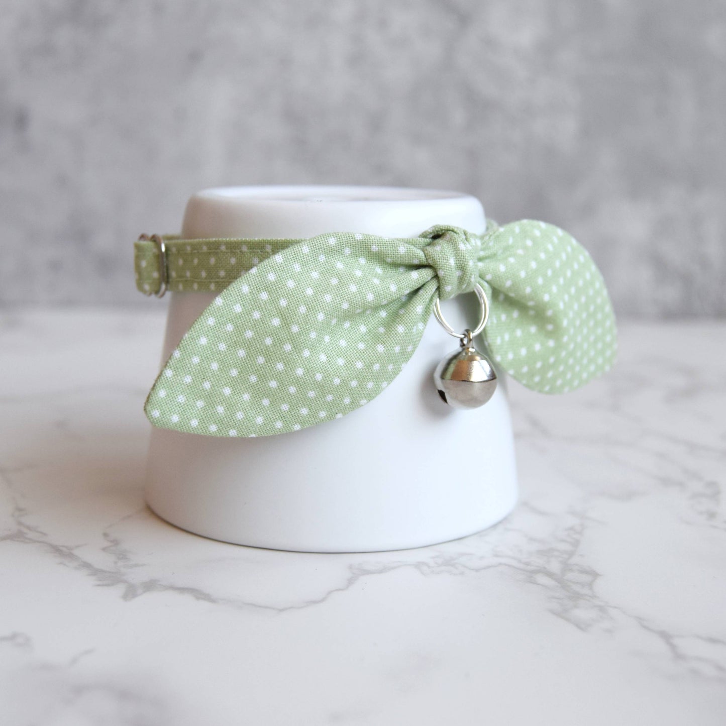 Green Polka Dot Bow Cat Collar