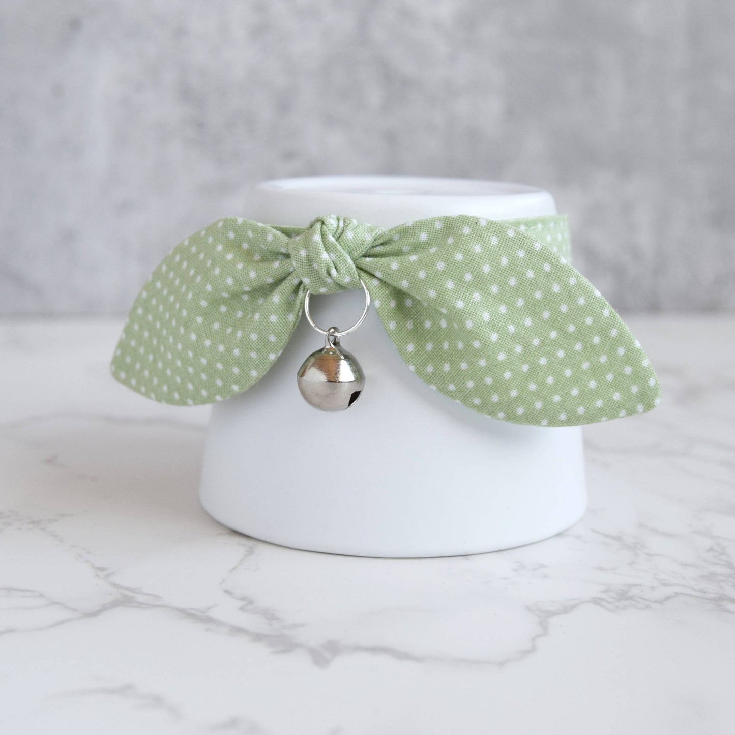 Green Polka Dot Bow Cat Collar