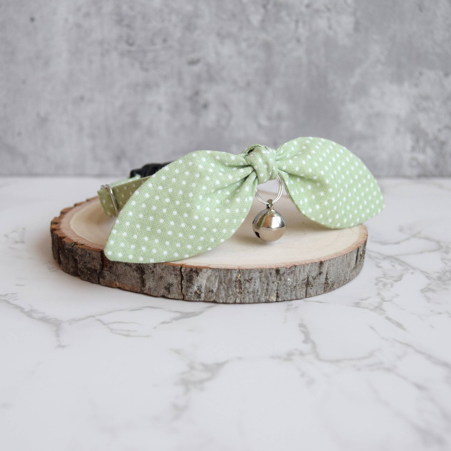 Green Polka Dot Bow Cat Collar