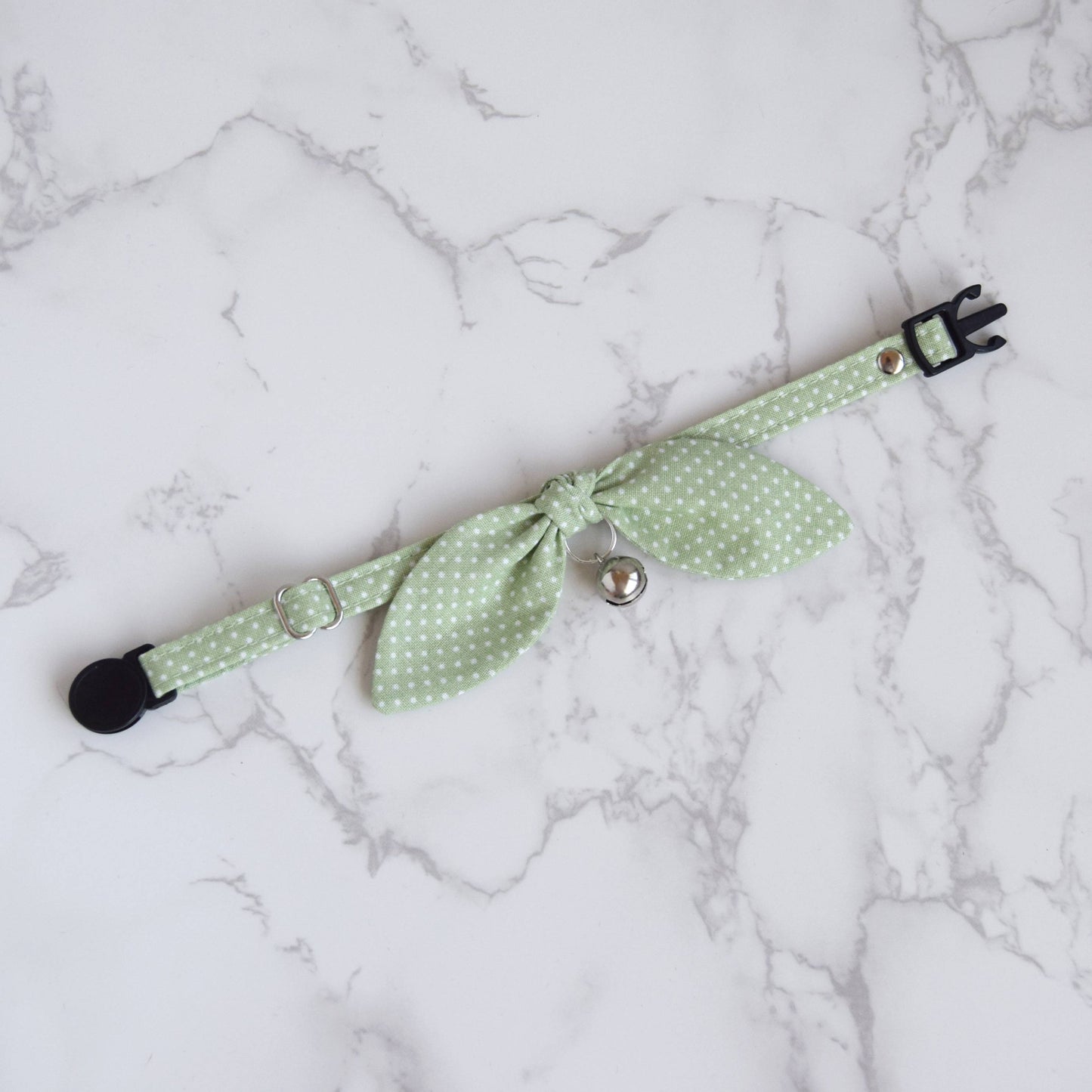 Green Polka Dot Bow Cat Collar