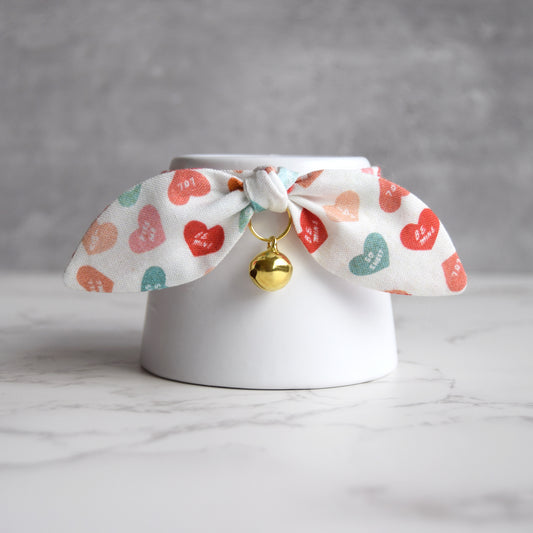 Conversation Hearts Bow Cat Collar
