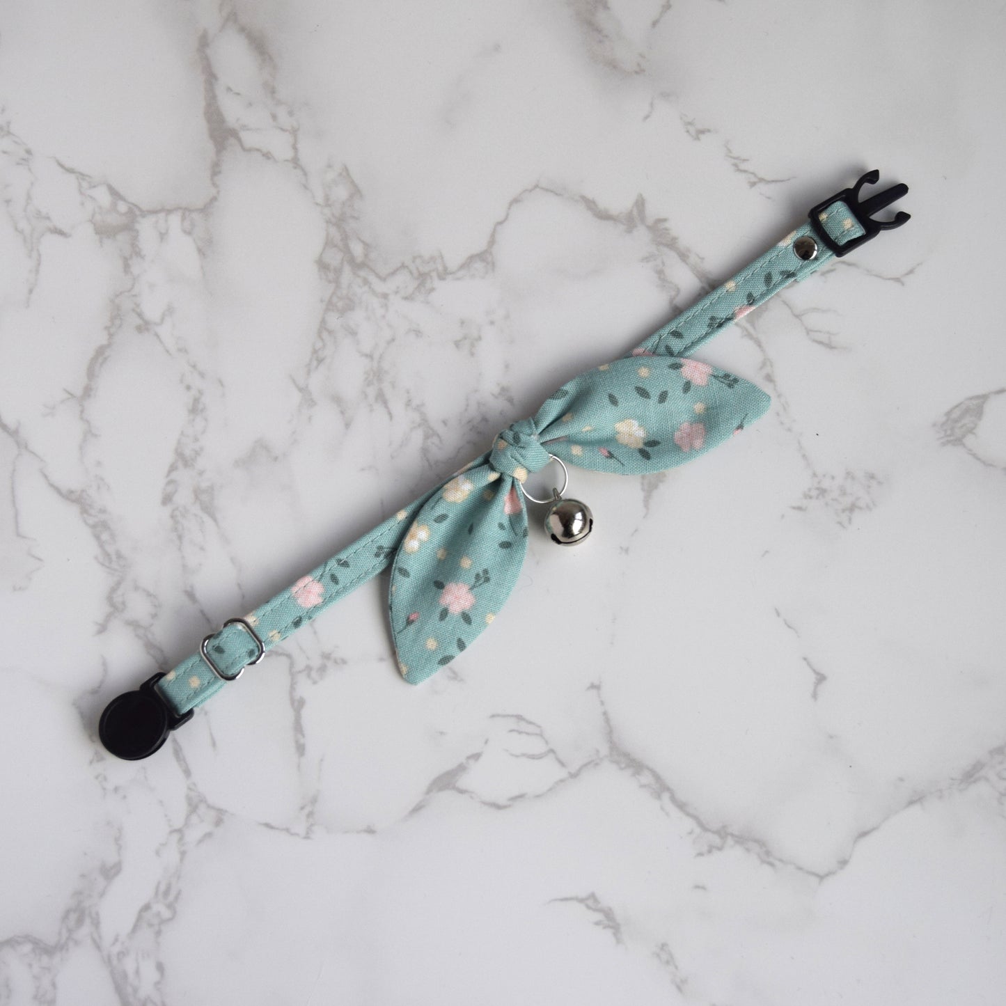 Sage Green Floral Bow Cat Collar