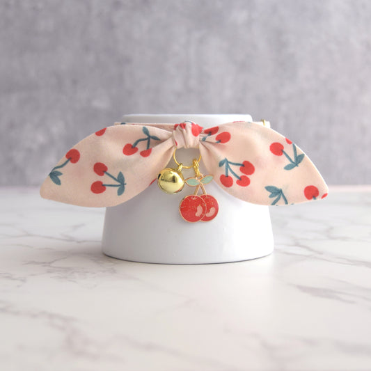 Blush Pink Cherry Cat Collar with Charm