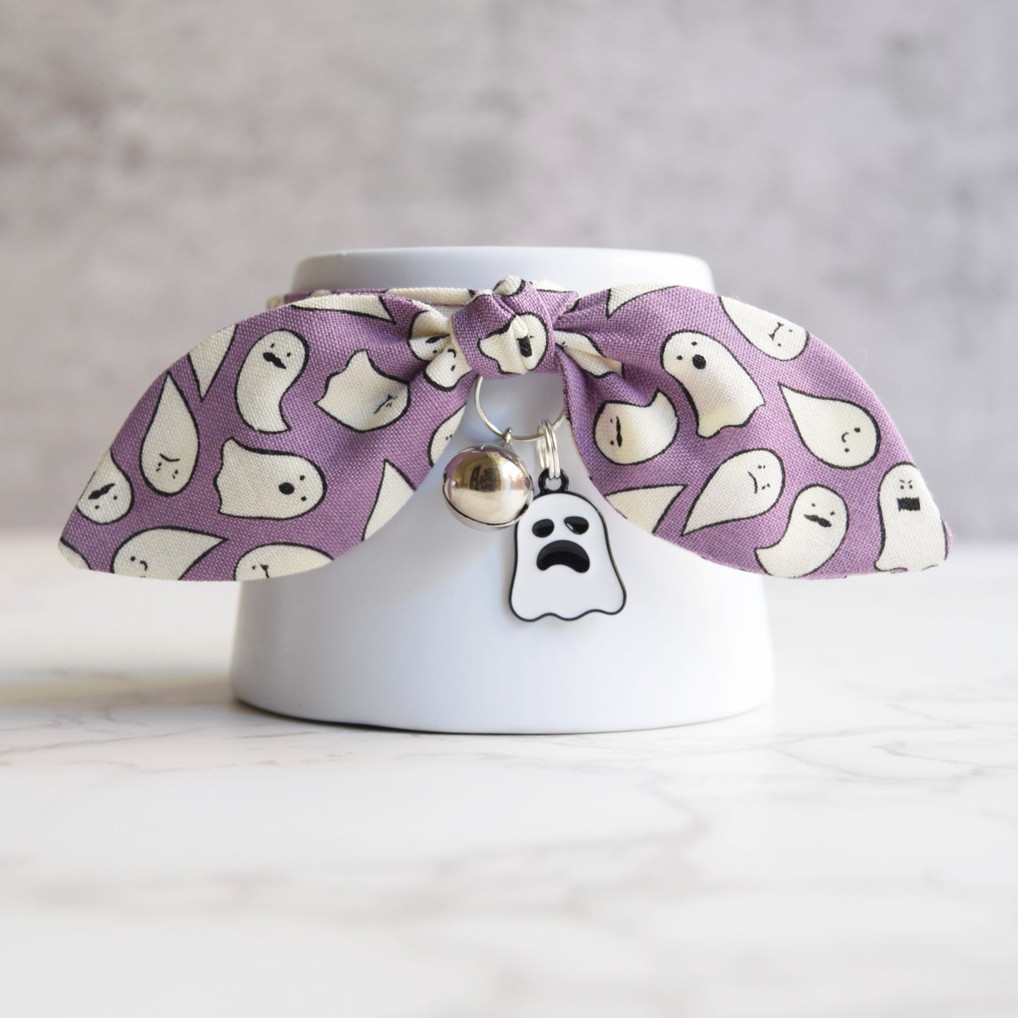 Purple Ghost Cat Collar with Charm