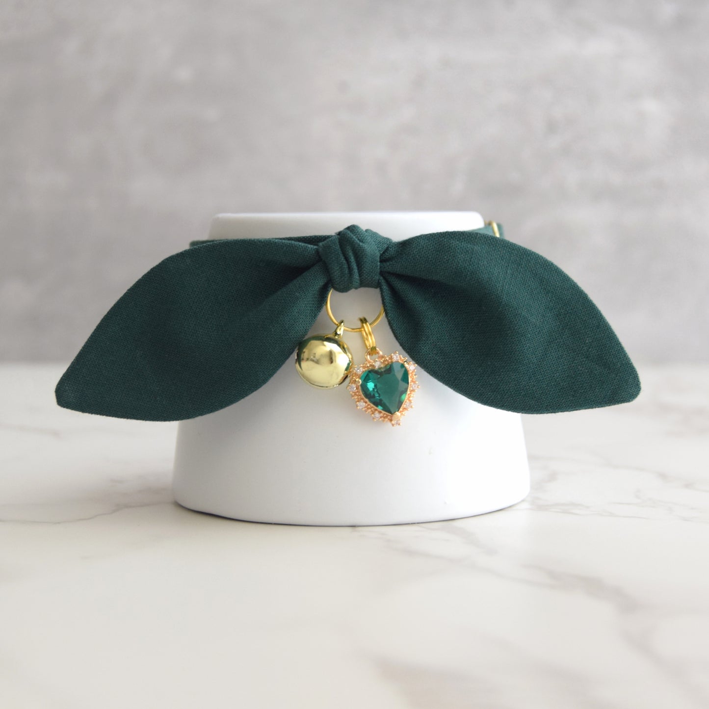 Dark Green Cat Collar with Charm