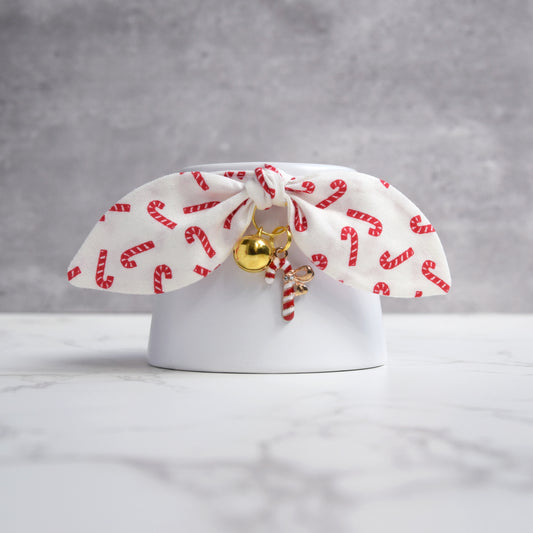 White Candy Cane Cat Collar with Charm