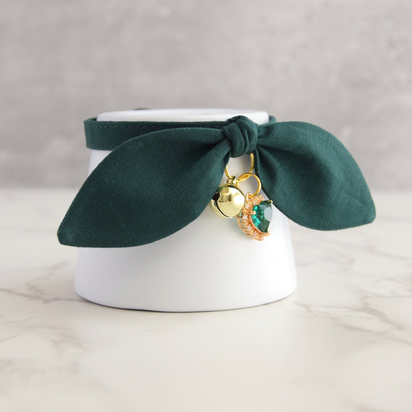 Dark Green Cat Collar with Charm