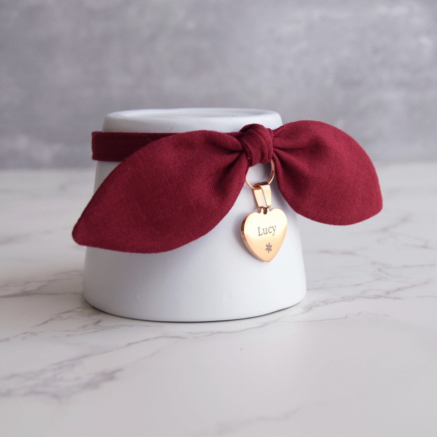 Burgundy Bow Collar with Tag