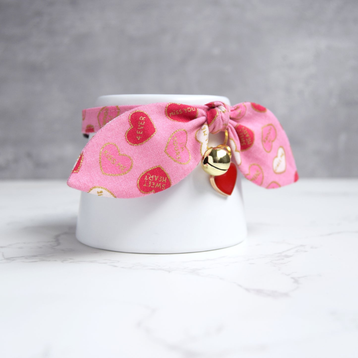 Pink Conversation Hearts Cat Collar with Charm