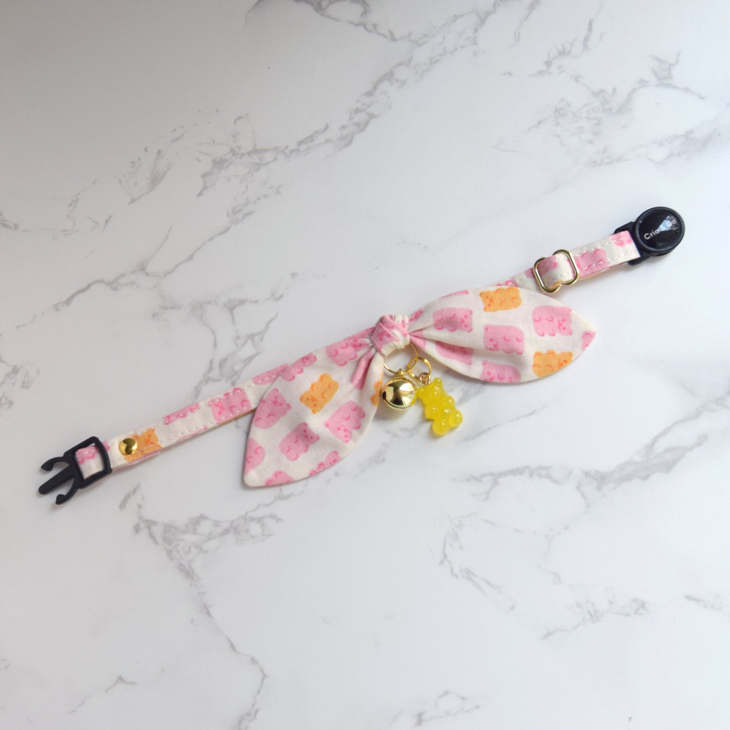 Pink Gummy Bear Cat Collar with Charm