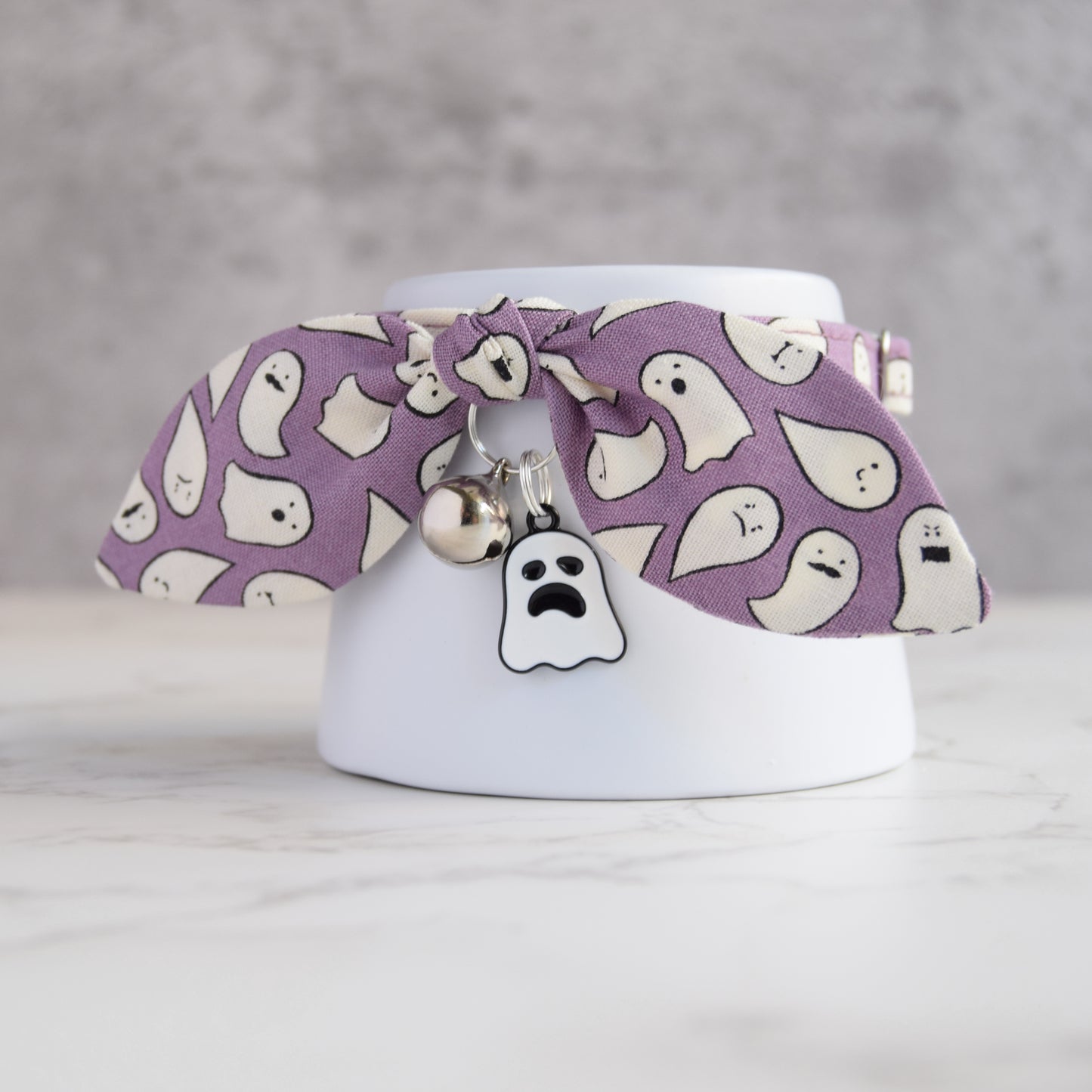 Purple Ghost Cat Collar with Charm