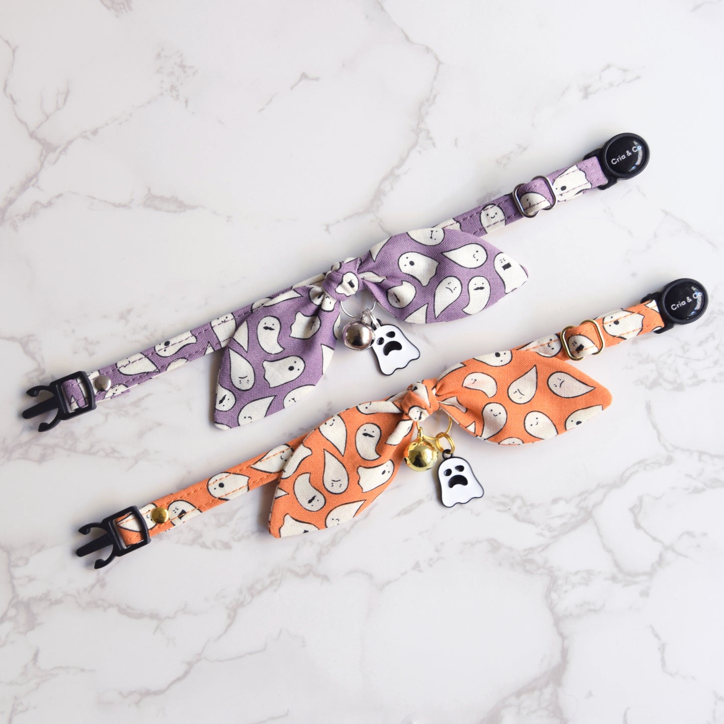 Purple Ghost Cat Collar with Charm