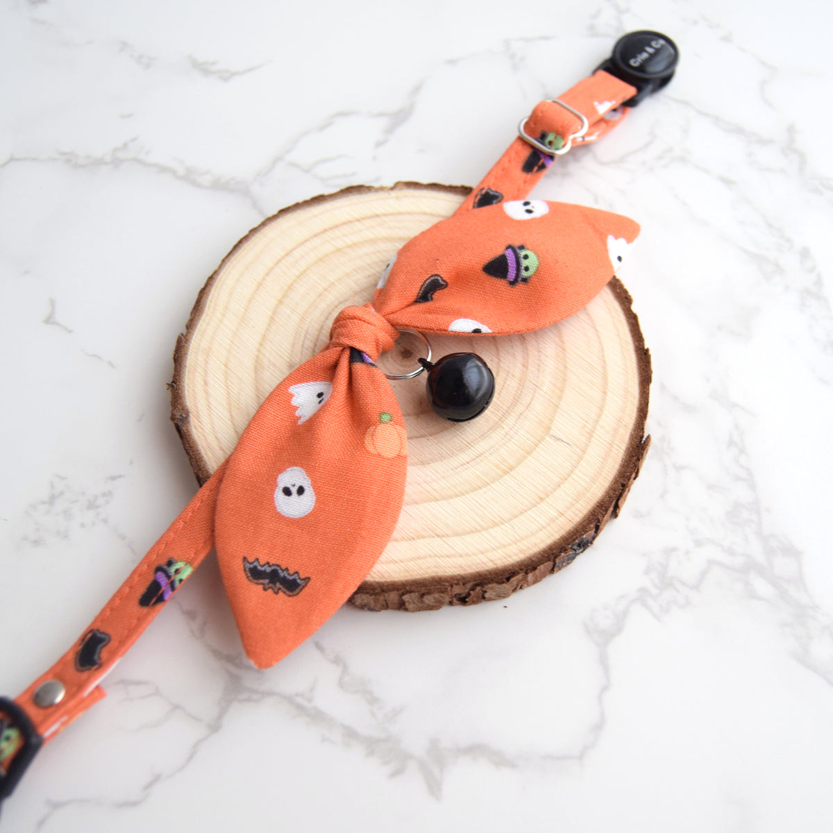 Orange Halloween Bow Cat Collar
