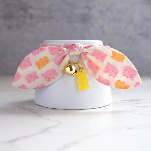 Pink Gummy Bear Cat Collar with Charm