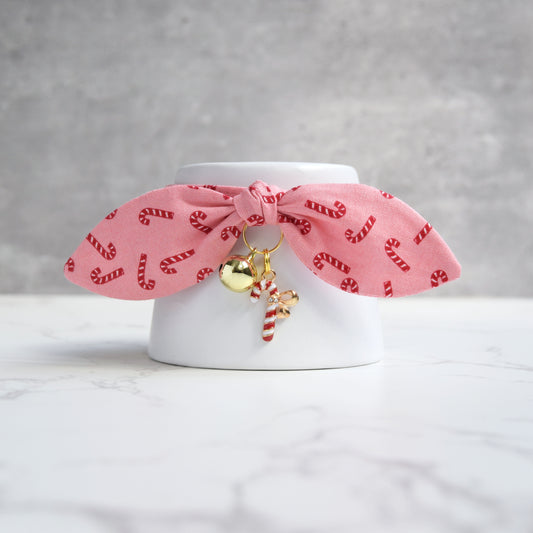 Pink Candy Cane Cat Collar with Charm