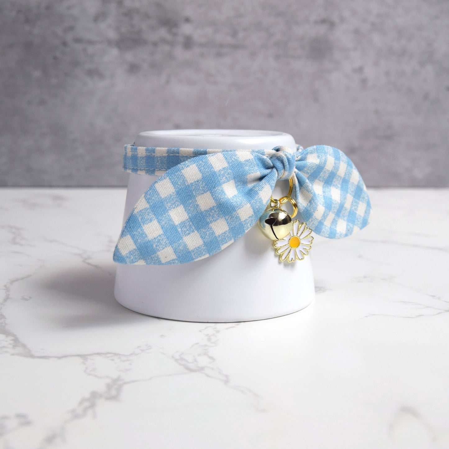 Blue Plaid Cat Collar with Charm