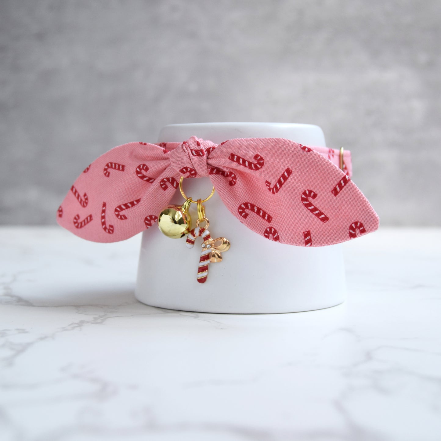 Pink Candy Cane Cat Collar with Charm