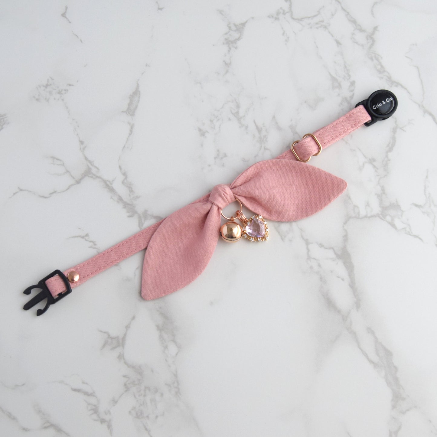 Dusty Pink Cat Collar with Charm