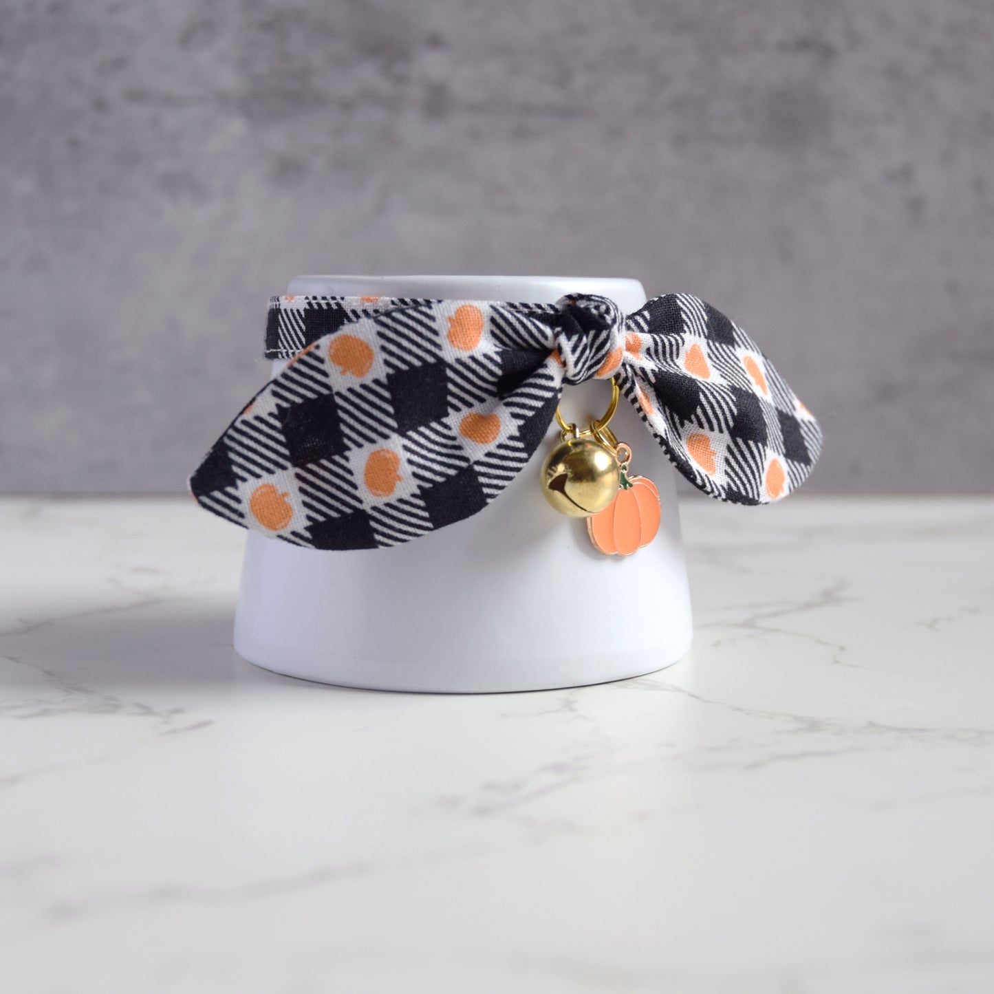 Pumpkins Plaid Cat Collar with Charm