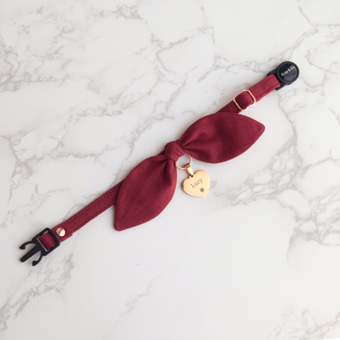 Burgundy Bow Collar with Tag